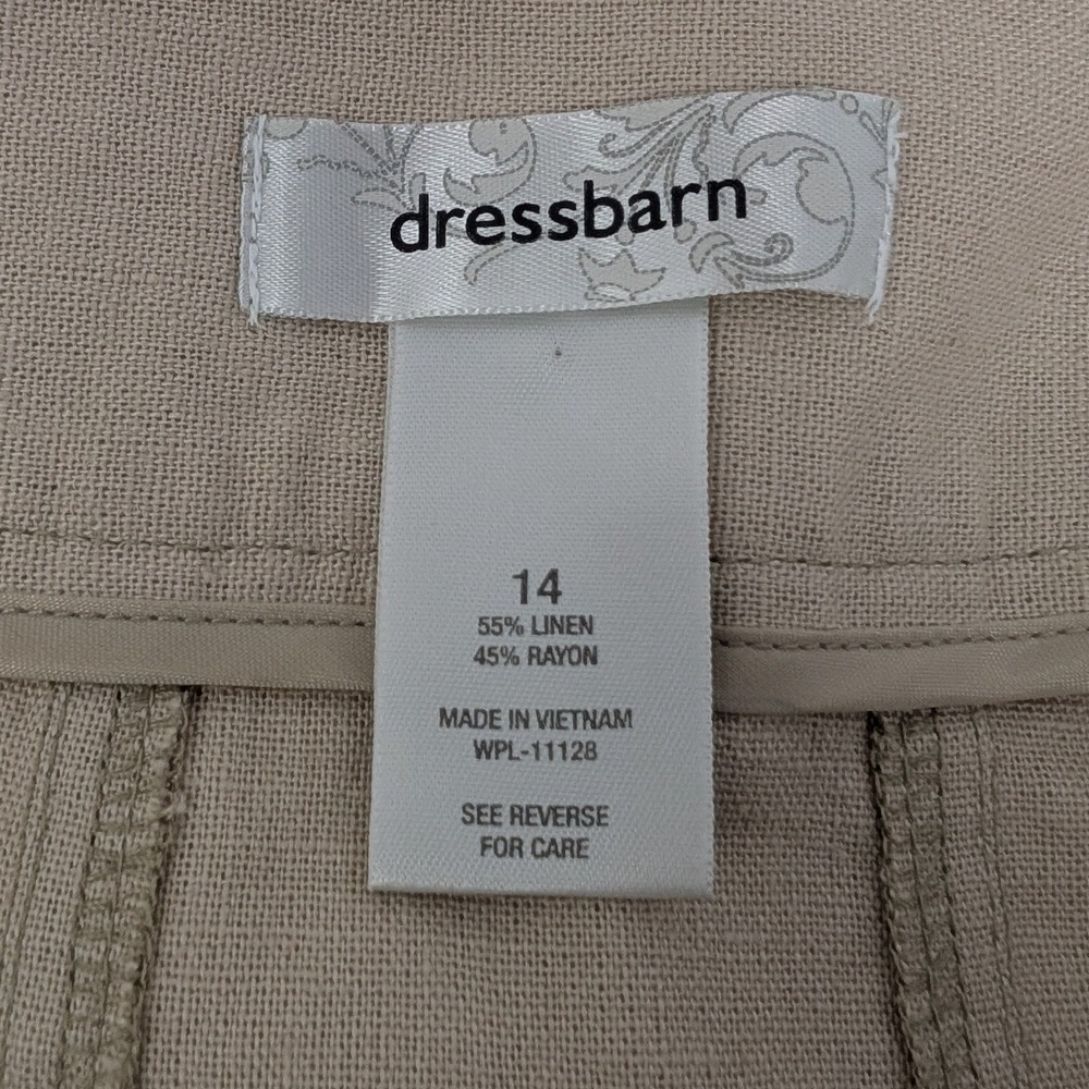 Dress Barn Tan Linen Blend Flared Panel A-Line Midi Skirt Women's Size 14 - Picture 6 of 13